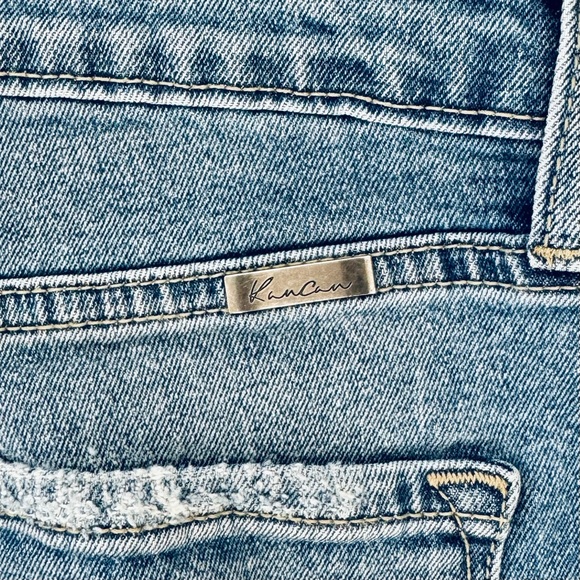 KanCan Boho Babe High Rise Slim Wide Leg Jeans Blue Wash Distressed Women's 29 - Picture 7 of 12